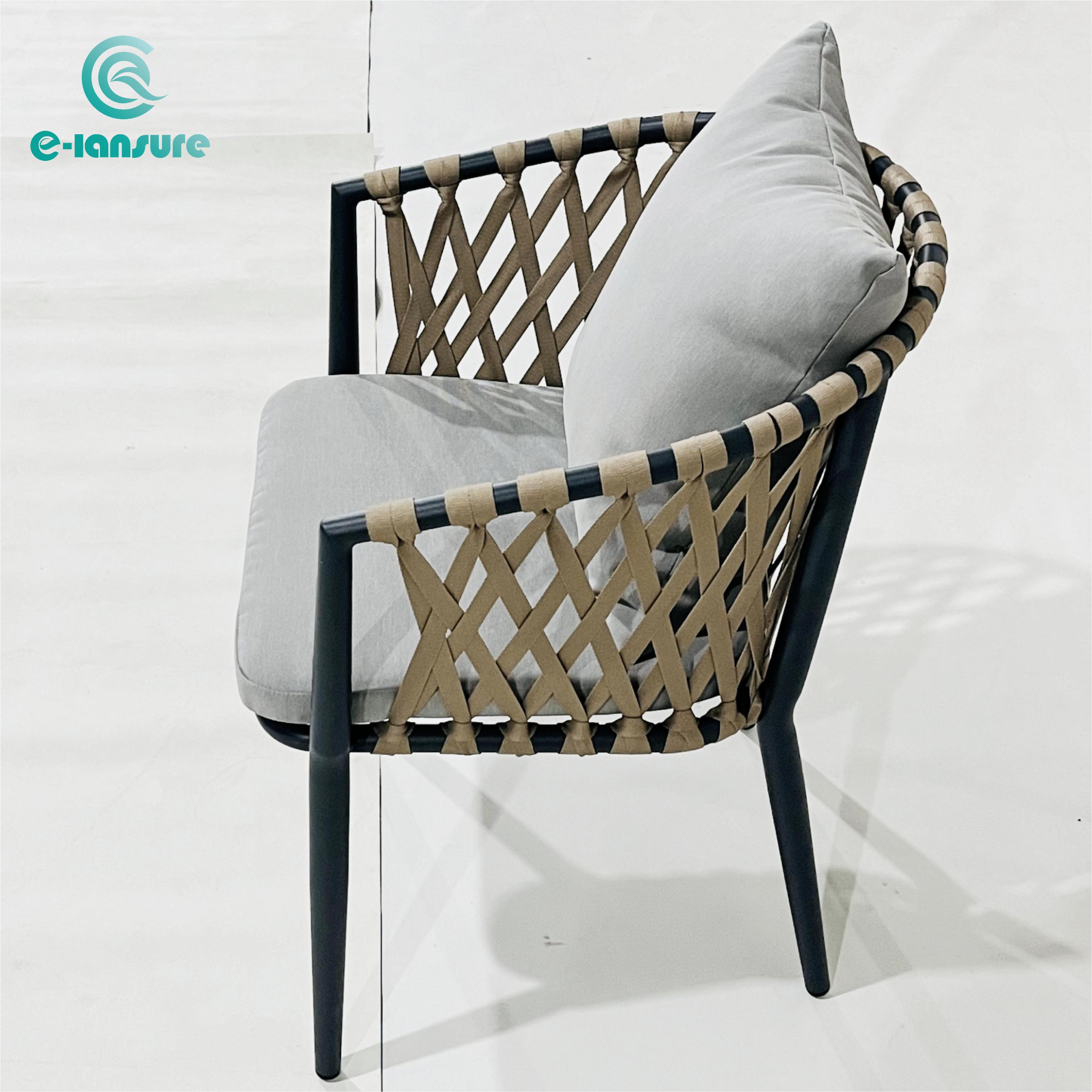 Casual Fashion Outdoor Simple Garden Aluminum Braided Rope Chair