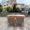 Retro Style Outdoor Dining Set Teak Wood Woven Rope Dining Chair With Rectangle Table