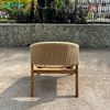 Pastoral Style Outdoor Lounge Chair Teakwood Frame Leisure Chair With Woven Rattan 