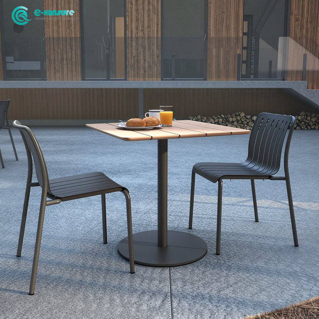 Quality Outdoor Furniture All Aluminum Frame DIning Table And Chair Set Patio Garden Metal Dining Set for Hotel Villa Restaurant