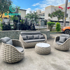 Retro And Stylish Collection of Outdoor Furniture Round Sofas Set of Four