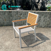 Outdoor Restaurant Furniture Aluminum Frame With Wood Armrest And Backrest Dining Chair Garden Chair for Home Hotel Patio Courtyard