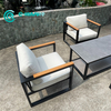 Factory Modern Sofa Furniture Quality Aluminum Frame Sofa with Wood Armrest Patio Sofa Set for Home Garden Courtyard