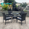 Classical Style Garden Furniture Quality Aluminum Frame Dining Chair And Table Black Rattan 4+1 Dining Set for Outdoor Patio Restaurant