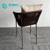 Garden Bar Furniture Aluminum Frame Bar Chair Brown Rope High Bar Stool With All Weather Cushion for Home Hotel Courtyard