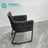 Simple Style Outdoor Dining Furniture Aluminum Frame with Black Rope Woven Dining Chair For Hotel Garden Courtyard