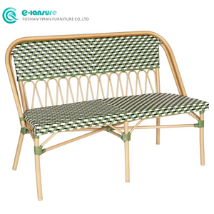 Factory Direct Patio Rattan Furniture Quality Aluminum Frame Bench Chair Woven Rattan Long Garden Chair for Hotel Balcony Backyard