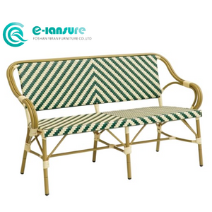 Factory Wholesale Quality Aluminum Furniture Outdoor Rattan Bench Chair Garden Seating Long Sofa Chair for Home Patio Restaurant