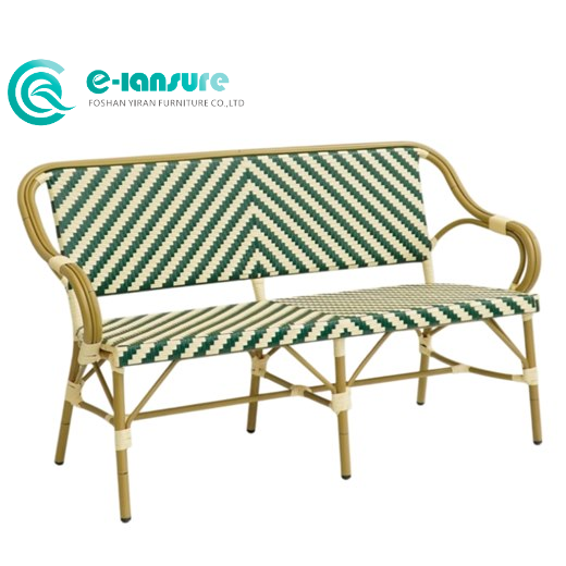 Factory Wholesale Quality Aluminum Furniture Outdoor Rattan Bench Chair Garden Seating Long Sofa Chair for Home Patio Restaurant