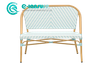 Wholesale Aluminum Restaurant Furniture Elegant Woven Rattan Bench Chair Garden Long Bench Patio Sofa Chair for Outdoor Bistro Coffee Shop
