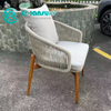 Classic Style Outdoor Teakwood Furniture Aluminum Frame Dining Chair with Teak Leg Woven Rope Garden Chair for Home Hotel Restaurant