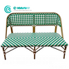 Contemporary Outdoor Furniture Durable Aluminum Frame Garden Bench Chair Stylish Woven Rattan Long Bench for Courtyard Restaurant