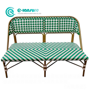 Contemporary Outdoor Furniture Durable Aluminum Frame Garden Bench Chair Stylish Woven Rattan Long Bench for Courtyard Restaurant