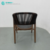 Retro Patio Garden Furniture Quality Aluminum Frame with Wood Finish Dining Chair Woven Rope Single Chair for Home Villa Resort