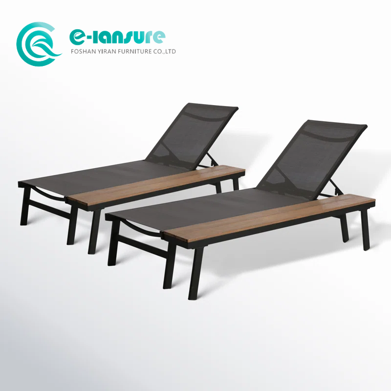 Contemporary Aluminum Frame Sun Lounger All Weather Outdoor Sunbed Garden Chaise Lounge Chair Poolside Sunbed for Home Patio