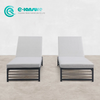 Minimalist Outdoor Furniture Durable Aluminum Frame Sun Lounger Solid Teak Wood Chaise Lounge Chair Poolside Sunbed for Home Patio