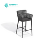 Modern Garden Furniture Aluminum Frame Bar Chair Woven Black Rope Bar Stool Quality High Back Chair for Patio Restaurant Bistro