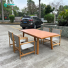 Retro Style Outdoor Dining Set Teak Wood Woven Rope Dining Chair With Rectangle Table