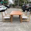 Outdoor Teak Wood Rectangle Dining Table Durable Dining Table With Woven Rope Chair