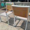 Outdoor Restaurant Furniture Aluminum Frame With Wood Armrest And Backrest Dining Chair Garden Chair for Home Hotel Patio Courtyard