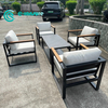 Factory Modern Sofa Furniture Quality Aluminum Frame Sofa with Wood Armrest Patio Sofa Set for Home Garden Courtyard