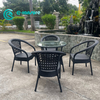 Factory Wholesale Outdoor Dining Furniture Garden Aluminum Frame Dining Chair With Table Rattan 4+1 Dining Set for Hotel Patio