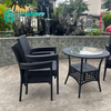 Classical Style Garden Furniture Quality Aluminum Frame Dining Chair And Table Black Rattan 4+1 Dining Set for Outdoor Patio Restaurant