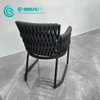 Simple Style Outdoor Dining Furniture Aluminum Frame with Black Rope Woven Dining Chair For Hotel Garden Courtyard