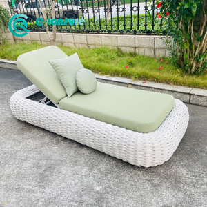 Factory Direct Garden Sun Lounger Aluminum Frame Chaise Lounge Chair Elegant Woven Rope Recliner Chair Patio Sunbed for Hotel Resort