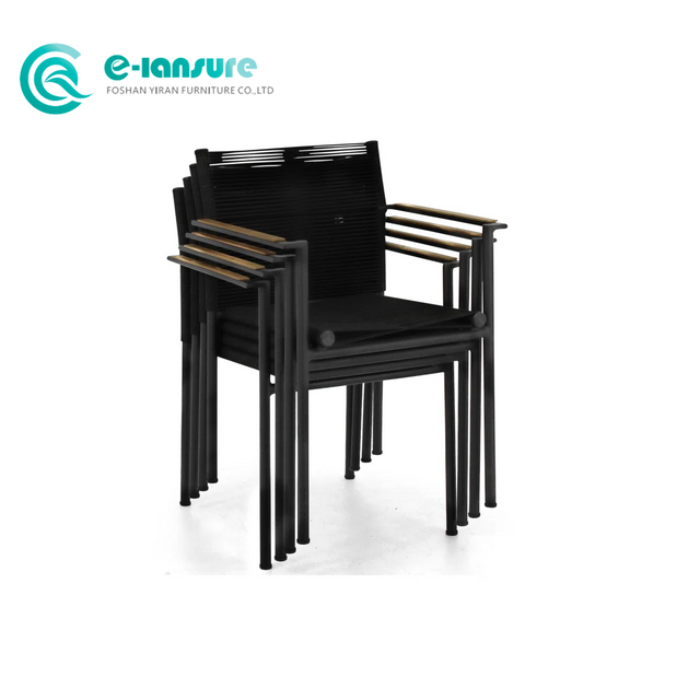 Simple Style Outdoor Patio Furniture Quality Aluminum Frame Dining Chair Woven Rope Single Chair for Home Garden Courtyard