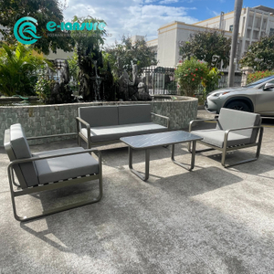 Minimalsit Garden Furniture Quality Aluminum Frame Sofa Set All Weather Patio Sofa Chair With Coffee Table Set for Villa Home Courtuard