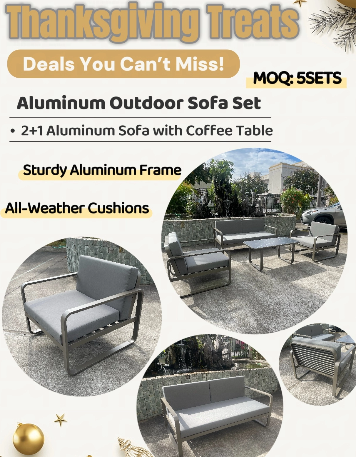 Thanksgiving Special: Upgrade Your Outdoor Space with Our Aluminum Sofa Set