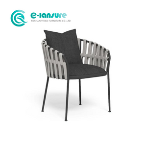 Wholesale High Quality Aluminum Frame Dining Chair Woven Rope Single Chair With Waterproof Cushion for Villa Courtyard