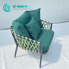 Modern Leisure Outdoor Aluminum Frame Sofa Elegant Woven Rope Sofa With Coffee Table Set for Home Garden Courtyard