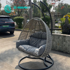 Nordic Style Outdoor Garden Furniture High Quality Aluminum Frame Rattan Swing Chair With Durable Metal Base for Home Hotel Backyard