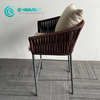 Garden Bar Furniture Aluminum Frame Bar Chair Brown Rope High Bar Stool With All Weather Cushion for Home Hotel Courtyard