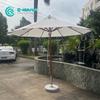 Factory Direct Outdoor Umbrella Teak Wood Pole Patio Parasol with Durable Marble Base All Weather 3 Meters Round Sunshade Umbrella for Hotel Resort