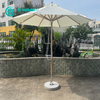 Outdoor Umbrella Furniture Aluminum Frame with Wood Finish Sunshade Umbrella Waterproof Fabric Round Parasol for Hotel Beach 