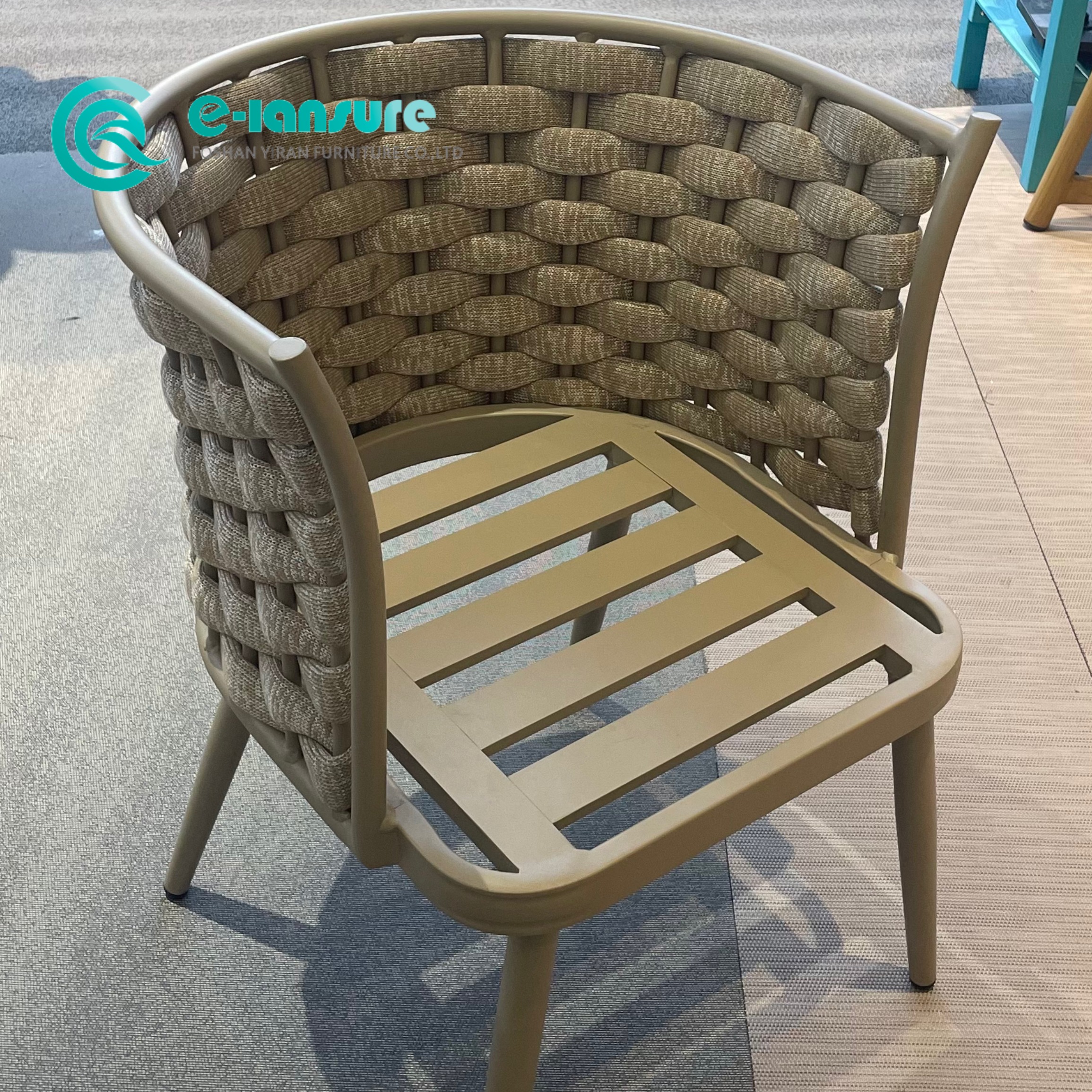 Wholesale Aluminum Dining Furniture Elegant Woven Rope Dining Chair Patio Single Chair Garden Leisure Chair For Home Restaurant