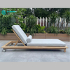 Simple Style Outdoor Garden Furniture Teak Wood Frame Sun Lounger Solid Wood Sunbed Patio Poolside Chaise Lounge Chair for Villa Resort