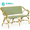 Factory Wholesale Quality Aluminum Furniture Outdoor Rattan Bench Chair Garden Seating Long Sofa Chair for Home Patio Restaurant