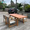 Retro Style Outdoor Dining Set Teak Wood Woven Rope Dining Chair With Rectangle Table