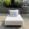 Classical Outdoor Aluminum Frame Teak Wood Base Sectional Sofa Set With Woven Rattan Backrest