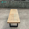 Garden Furniture Aluminum Base And Quality Wood Long Bench Chair For Patio Courtyard