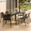 Quality Outdoor Furniture All Aluminum Frame DIning Table And Chair Set Patio Garden Metal Dining Set for Hotel Villa Restaurant