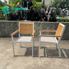 Outdoor Restaurant Furniture Aluminum Frame With Wood Armrest And Backrest Dining Chair Garden Chair for Home Hotel Patio Courtyard