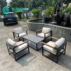 Factory Modern Sofa Furniture Quality Aluminum Frame Sofa with Wood Armrest Patio Sofa Set for Home Garden Courtyard