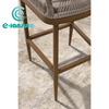 Retro Style Garden Furniture Teak Wood Frame Bar Chair Elegant Patio Rope High Bar Stool for Outdoor Restaurant 