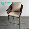 Garden Bar Furniture Aluminum Frame Bar Chair Brown Rope High Bar Stool With All Weather Cushion for Home Hotel Courtyard