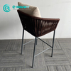Garden Bar Furniture Aluminum Frame Bar Chair Brown Rope High Bar Stool With All Weather Cushion for Home Hotel Courtyard